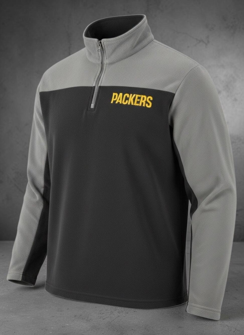 NFL Team Apparel Green Bay Packers Fleece Pullover 1/4 Zip Mens XL Gray Two-Tone
